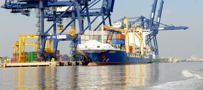A view of Saigon Premier Container Terminal--the start point of the dredging project in Soai Rap River (Photo: SGGP)